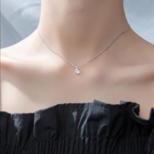 925 Sterling Silver Round Zircon Choker Necklace